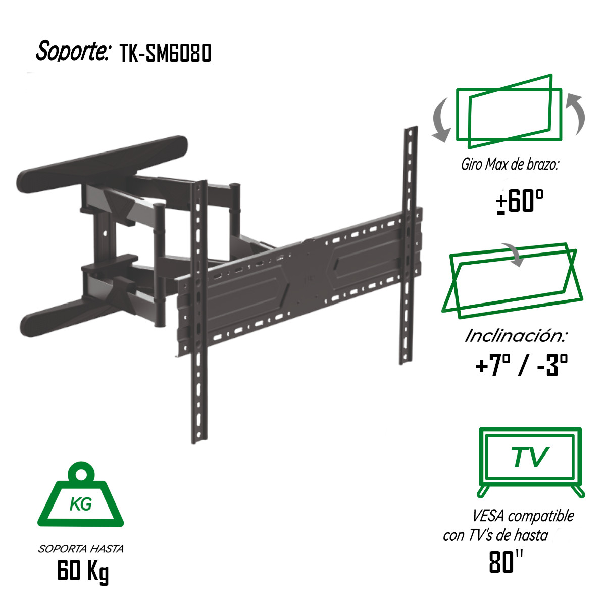 Foto 3 pulgar | Soporte para Tv Taika Tksm6080 Negro