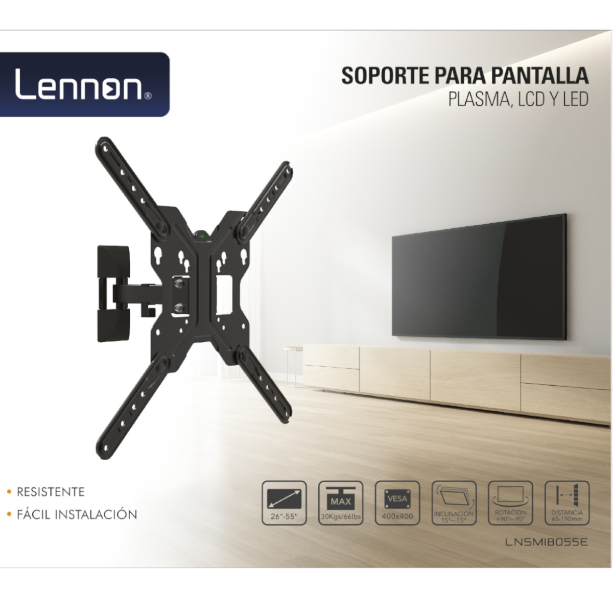 Foto 3 pulgar | Soporte TV Lennon LN-SM18055E VESA Máx. 400x400 -30kg 26-55''
