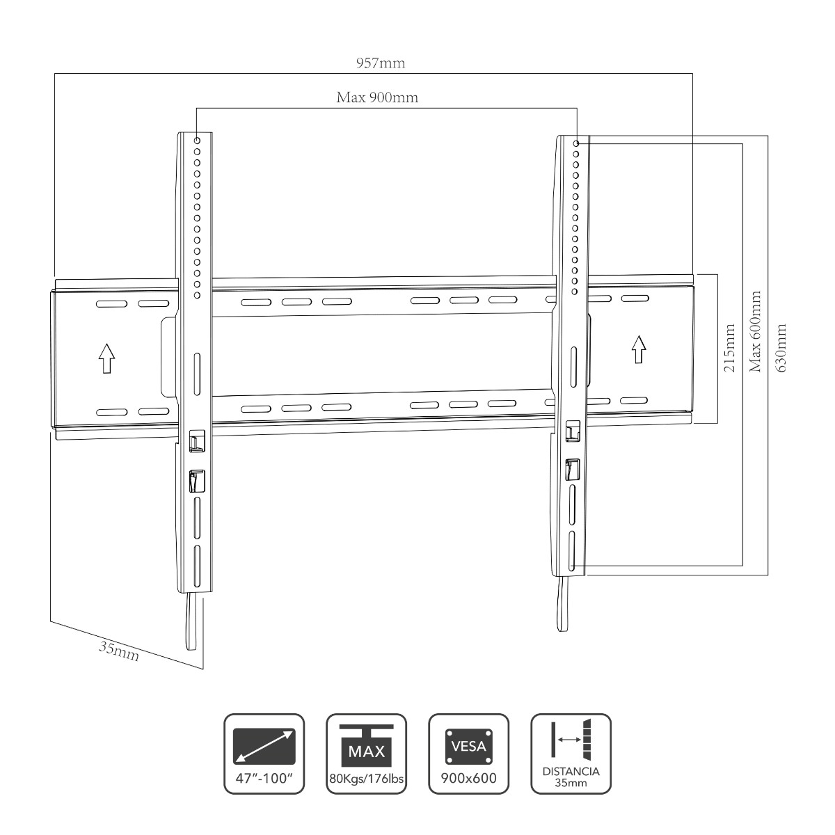 Foto 4 pulgar | Soporte Tv Lennon Ln-fm47100 Vesa Max 900x600 -80kg 47-100´´