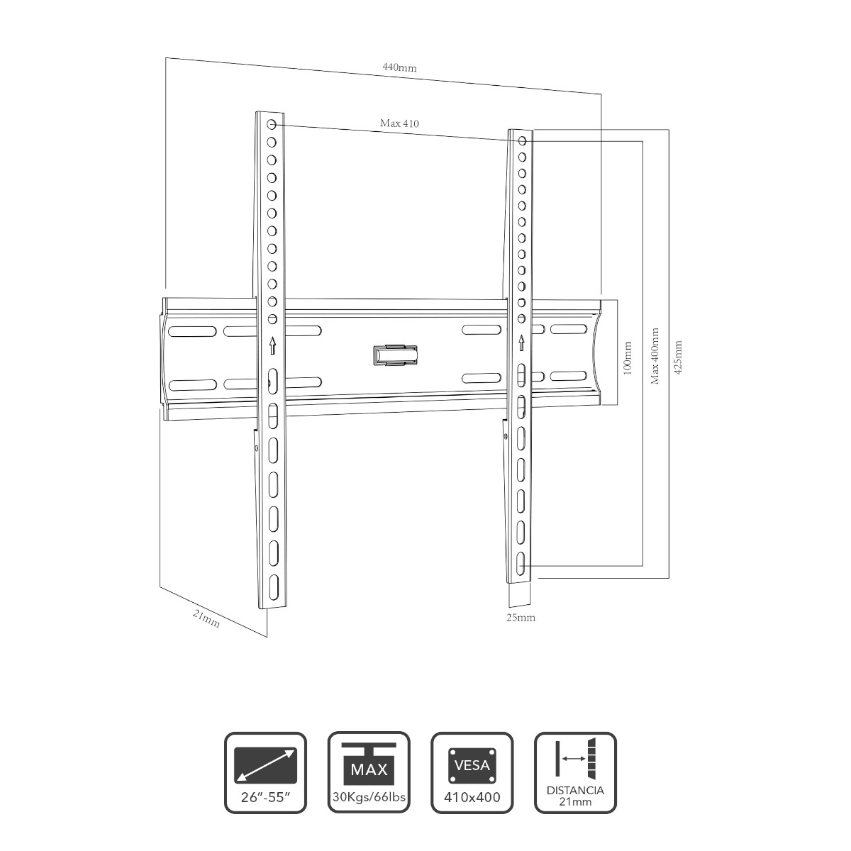 Foto 4 pulgar | Soporte Tv Lennon Ln-fm2655 Vesa Max 410x400 -30kg 26-55''