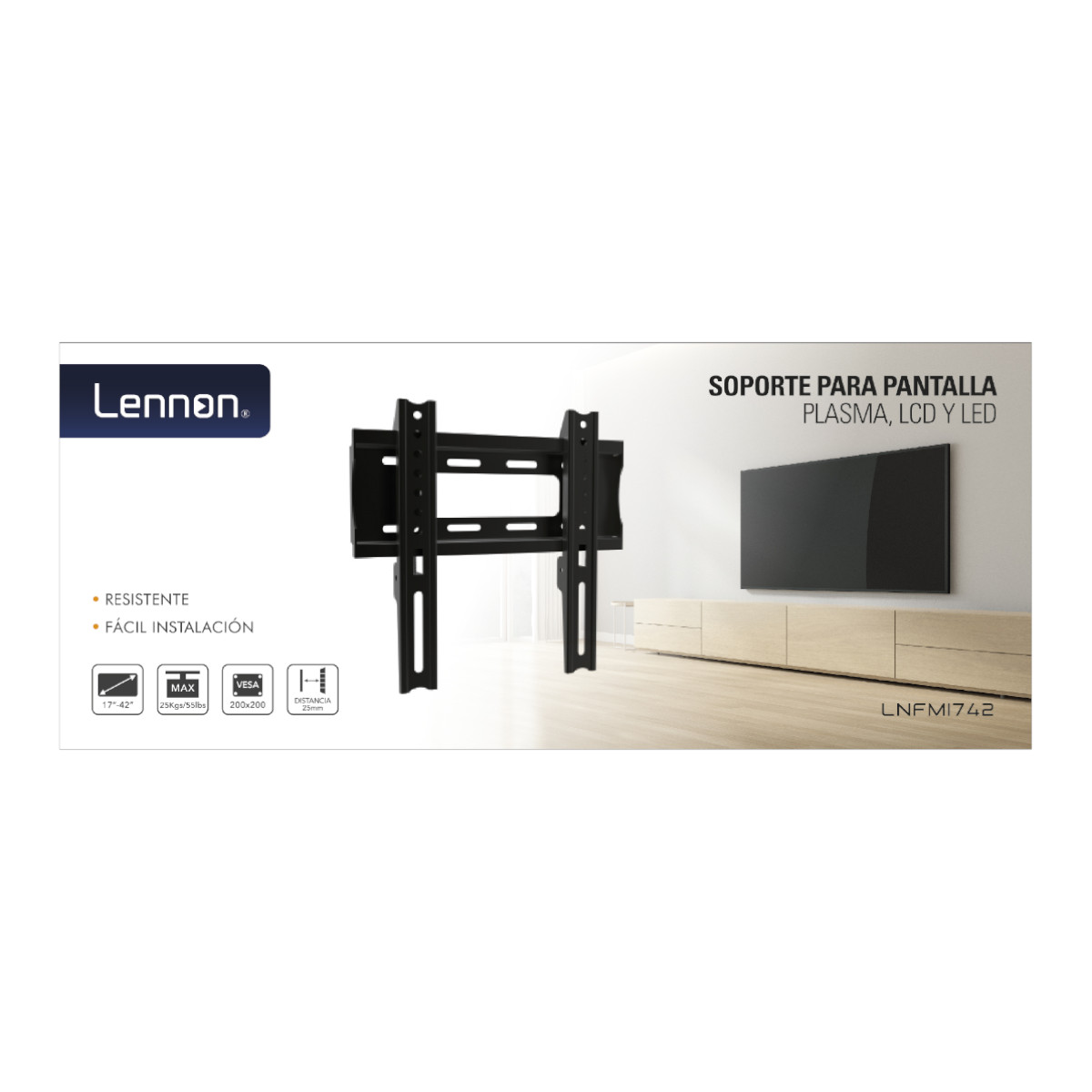 Foto 3 pulgar | Soporte Tv Lennon Ln-fm1742 Vesa Max 200x200 -25kg 17-42''