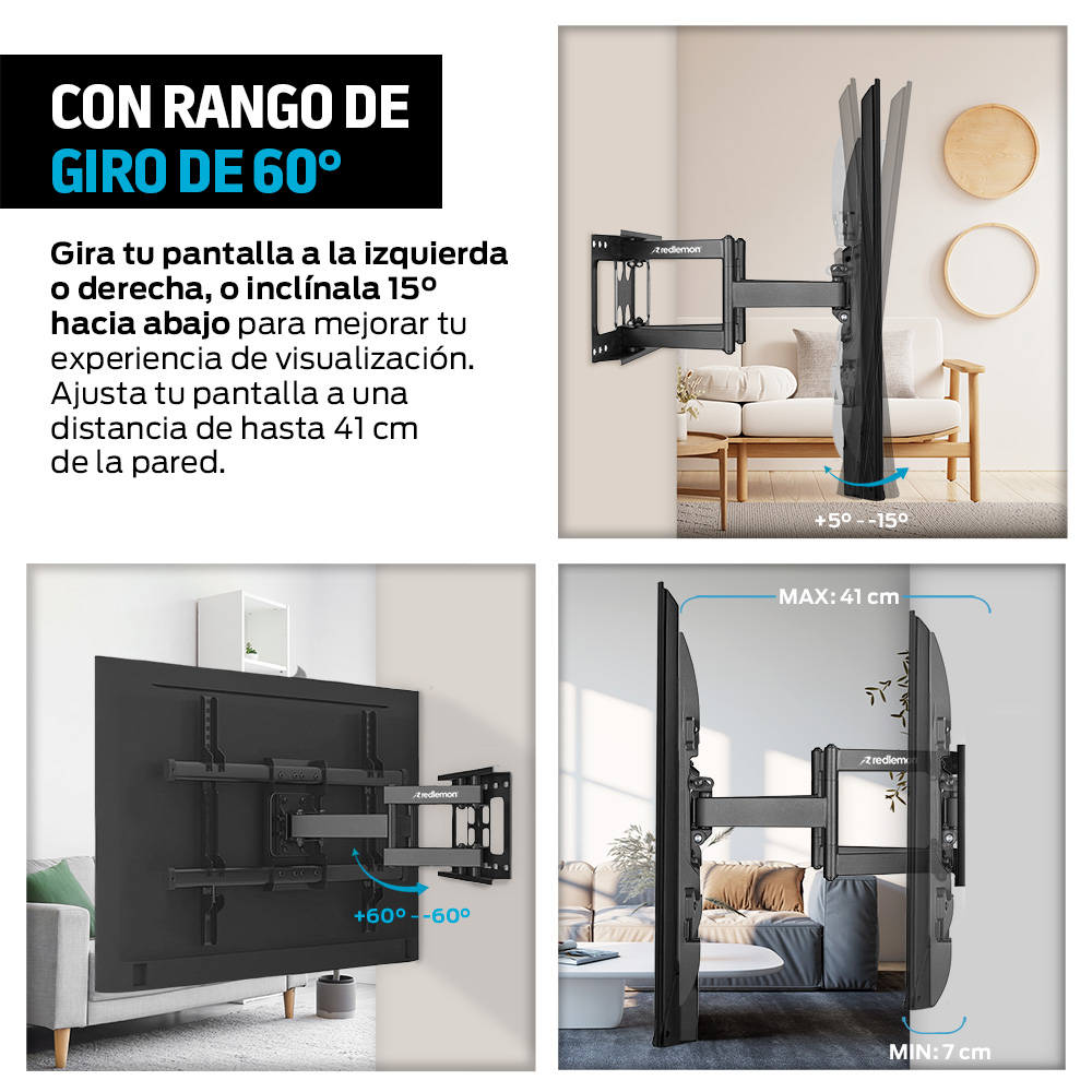 Foto 5 | Soporte para Pantalla Premium Base Para Tv Brazo Móvil 37-80 Pulgadas