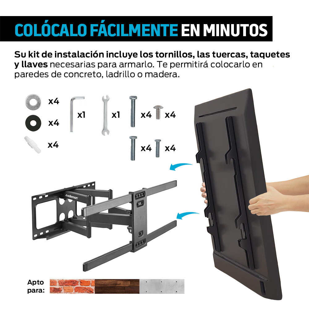 Foto 7 pulgar | Soporte para Pantalla Premium Base Para Tv Brazo Móvil 37-80 Pulgadas