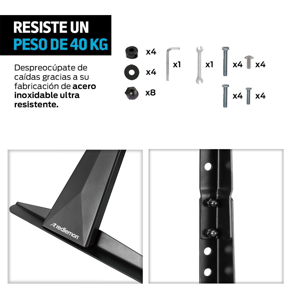 Foto 6 pulgar | Soporte Universal Patas para TV Redlemon Pantallas de 23 a 75 Pulgadas Negro