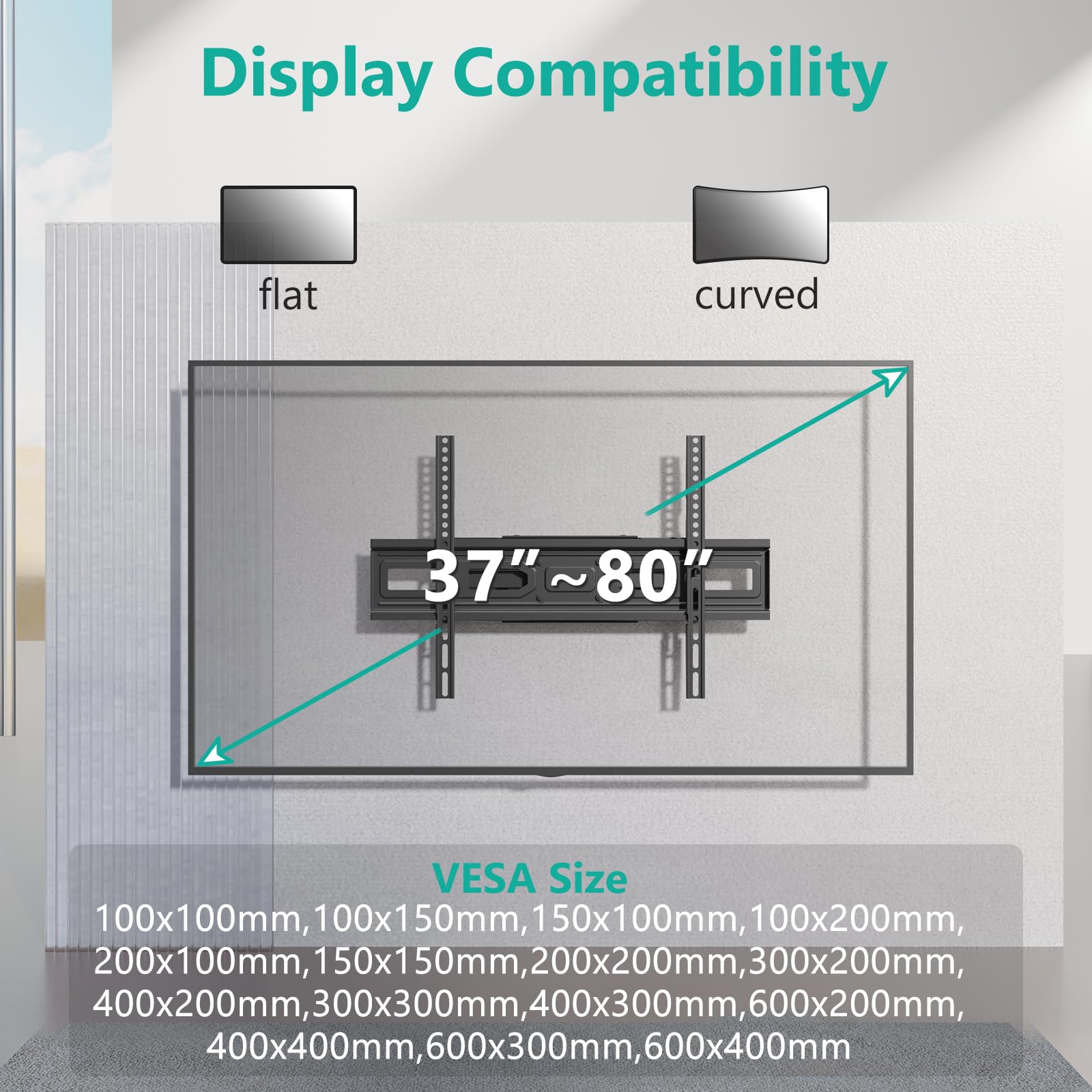 Foto 3 pulgar | Soporte De Pared Para Tv Wali Ftm-3 Full Motion 32-80 Pulgadas, 40 X 40 Cm, 40 Kg - Venta Internacional.