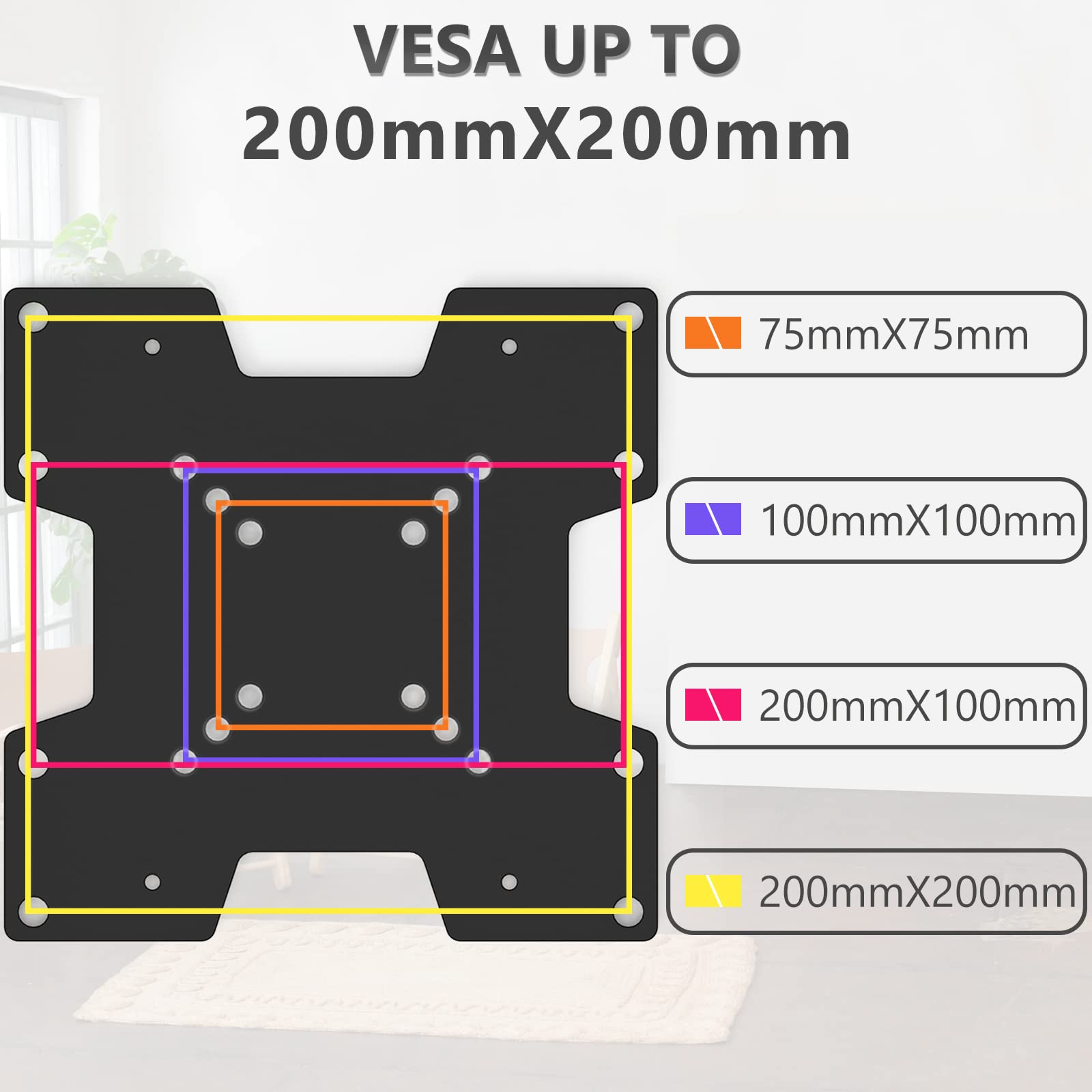 Foto 5 pulgar | Placa Adaptadora Para Soporte De Tv Wali Adp202, 200 X 200 Mm, Negra - Venta Internacional.