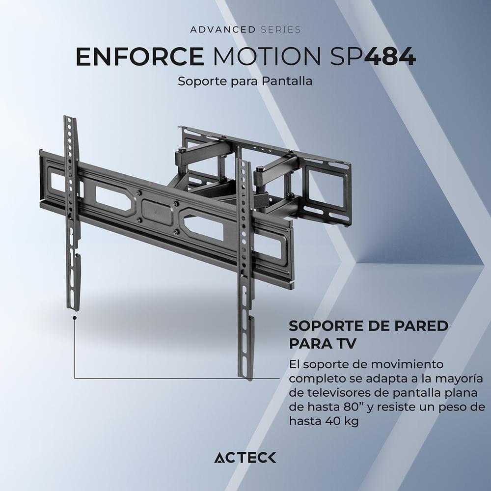Foto 4 pulgar | Soporte Smart Tv Acteck Enforce Motion Sp484 37 A 80 Pulgadas 40kg  Inclinación 15° Y Giro De 60° Negro Ac-939713