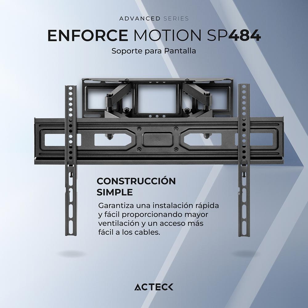 Foto 5 | Soporte Smart Tv Acteck Enforce Motion Sp484 37 A 80 Pulgadas 40kg  Inclinación 15° Y Giro De 60° Negro Ac-939713
