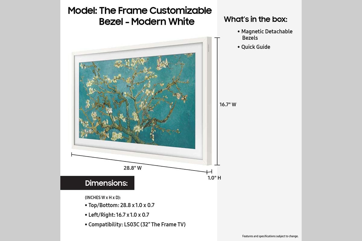 Foto 5 pulgar | Bisel Personalizable Blanco Para Tv Samsung The Frame 32'' 2023 - Venta Internacional.