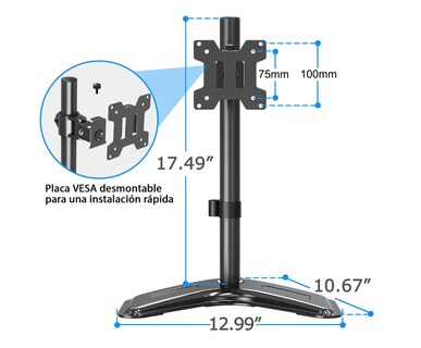 Foto 3 | Soporte Xtellar De Escritorio Mountup Para Monitores De 13-32 Negro
