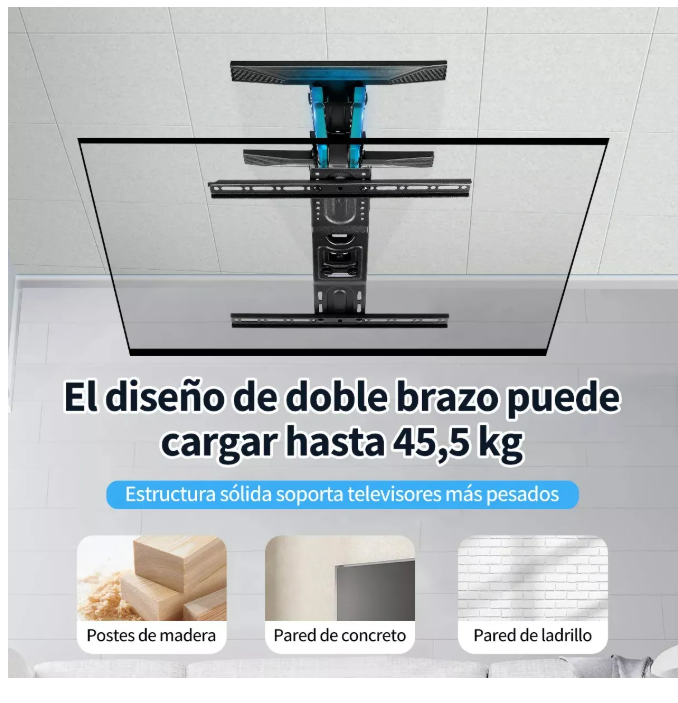 Foto 4 pulgar | Xtellar Soporte Pared Tv Para Pantalla Monitor Soporte Base De Pared Para 40'' 55'' 65'' 75'' 80'' Pulgadas De Televisi