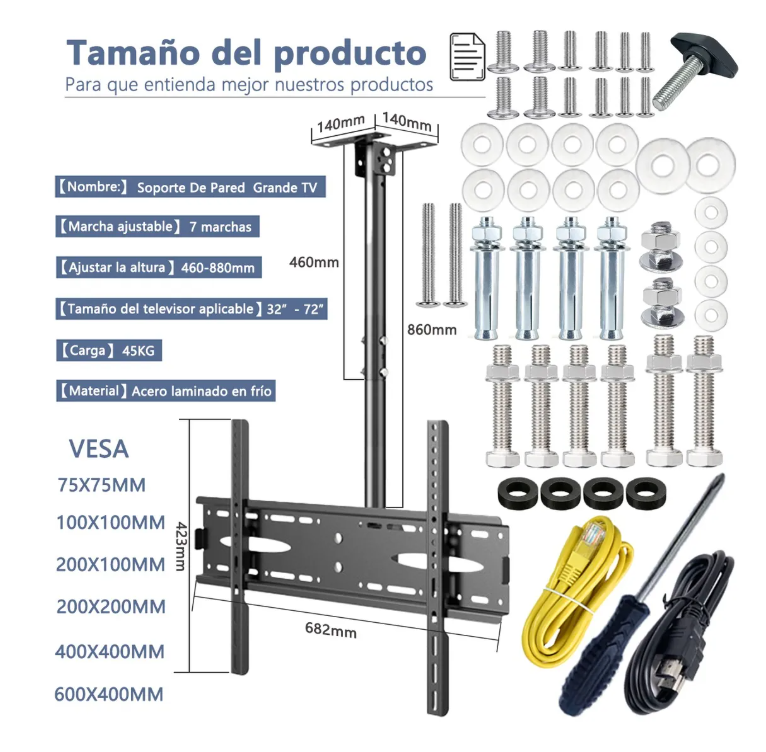 Foto 3 pulgar | Soporte Xtellar De Pared Techo Para Pantalla Tv/monitor De 32 A 72