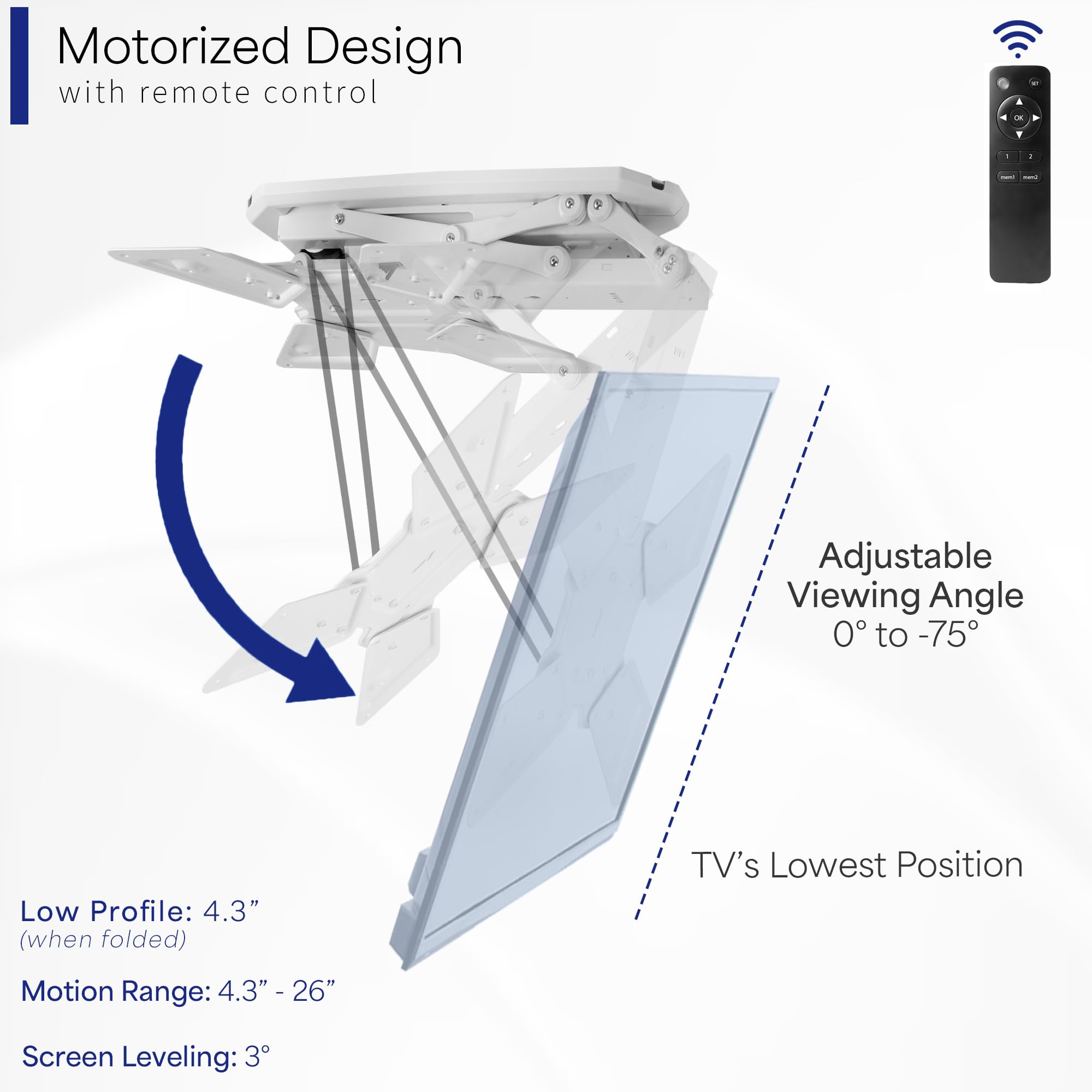 Foto 4 | Soporte De Tv De Techo Vivo Mount-e-fd55w Para Pantallas De 23 A 55 Pulgadas - Venta Internacional.