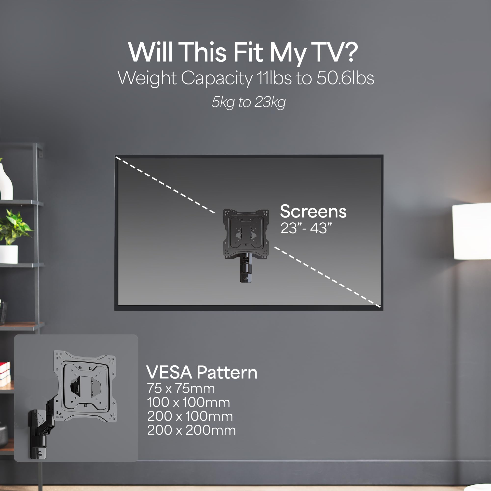 Foto 3 pulgar | Soporte De Pared Para Tv Vivo Mount-g200b Para Pantallas De 23 A 43 Pulgadas - Venta Internacional.