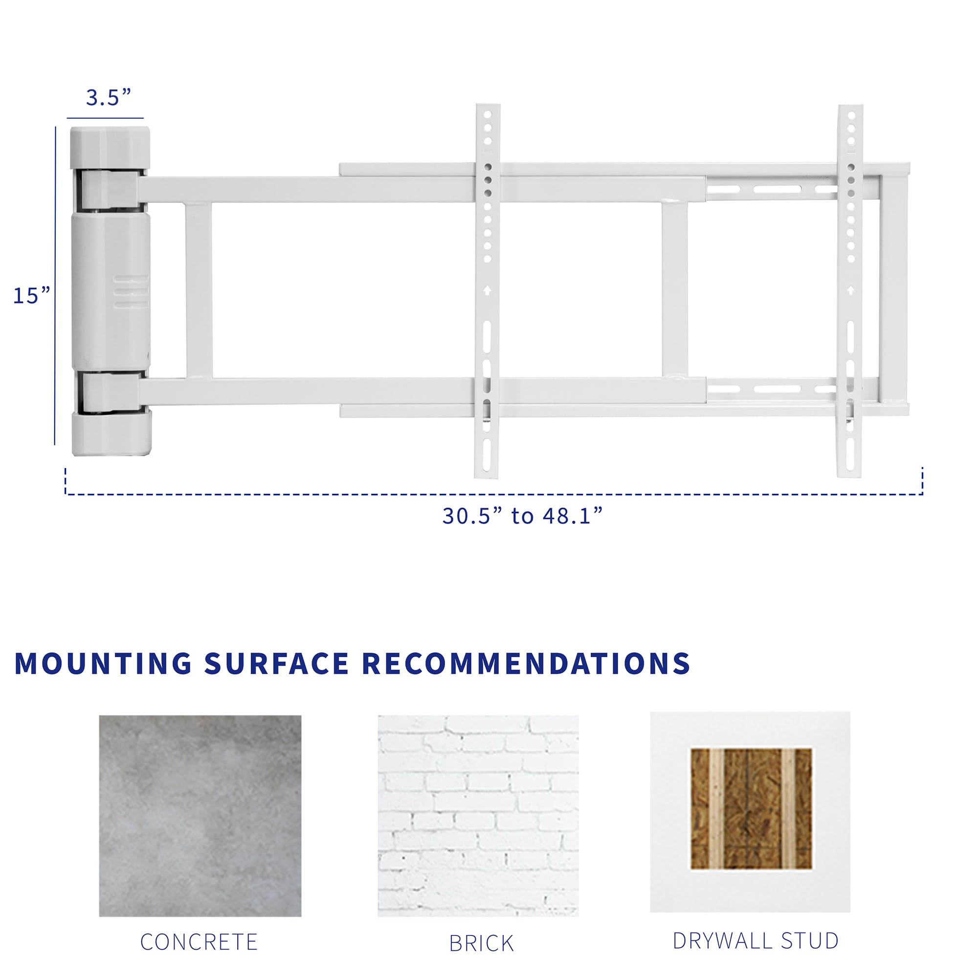 Foto 4 | Soporte De Pared Para Tv Vivo Mount-e-wm075w Electric 32-75 Pulgadas Blanco - Venta Internacional.