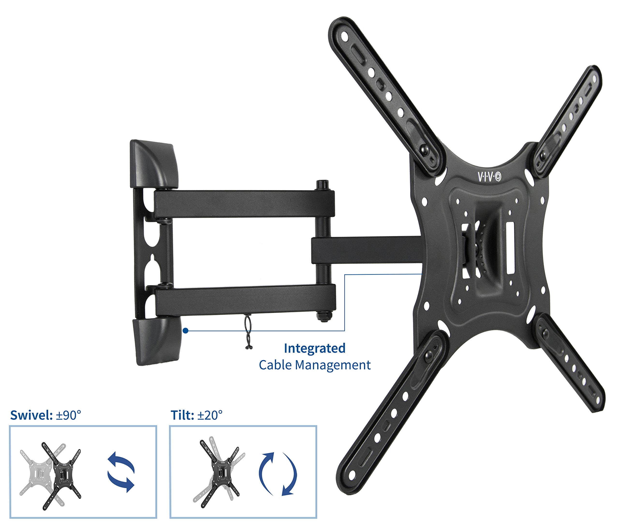 Foto 4 pulgar | Soporte De Pared Para Tv Vivo Mount-vwsf1 23-55 Pulgadas Con Estante Negro - Venta Internacional.