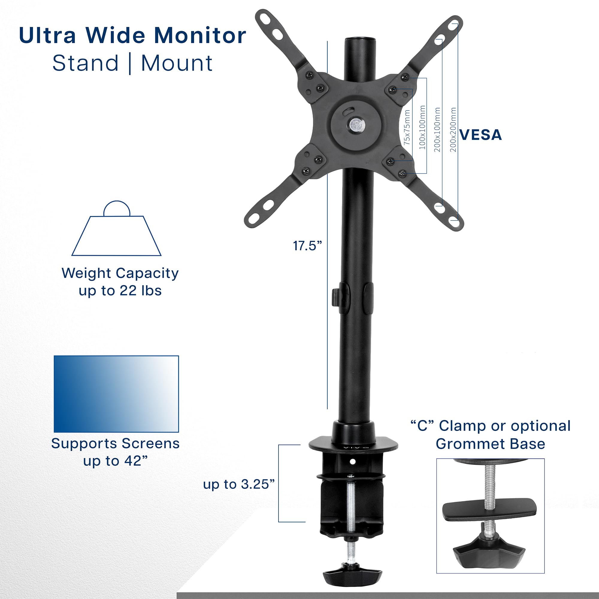 Foto 3 | Soporte De Escritorio Vivo Stand-v101c Para Pantallas De Hasta 42 Pulgadas - Venta Internacional.