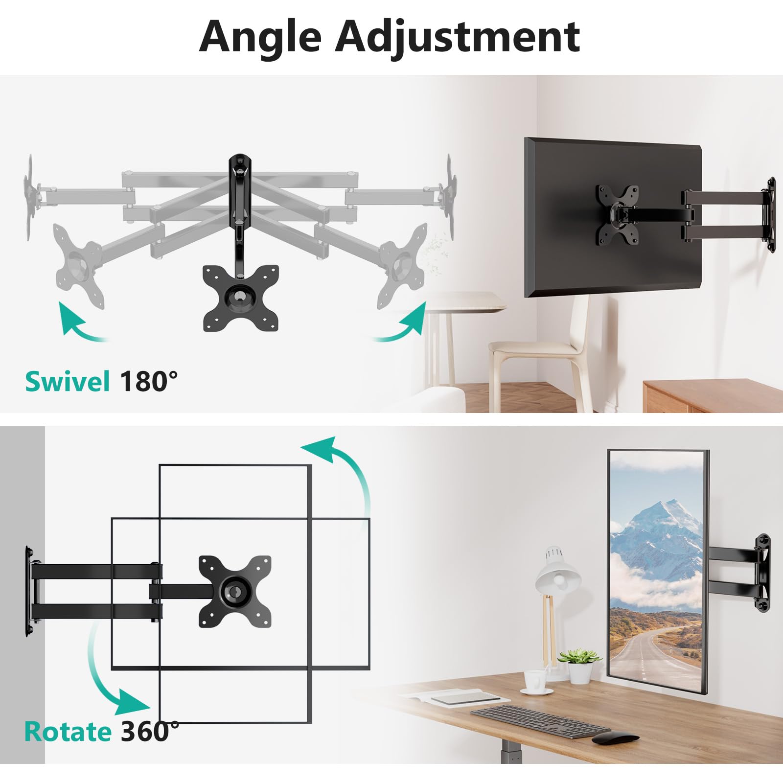 Foto 7 pulgar | Soporte De Pared Para Tv Wali Full Motion Con Brazo De Extensión De 15 Pulgadas, Negro - Venta Internacional.