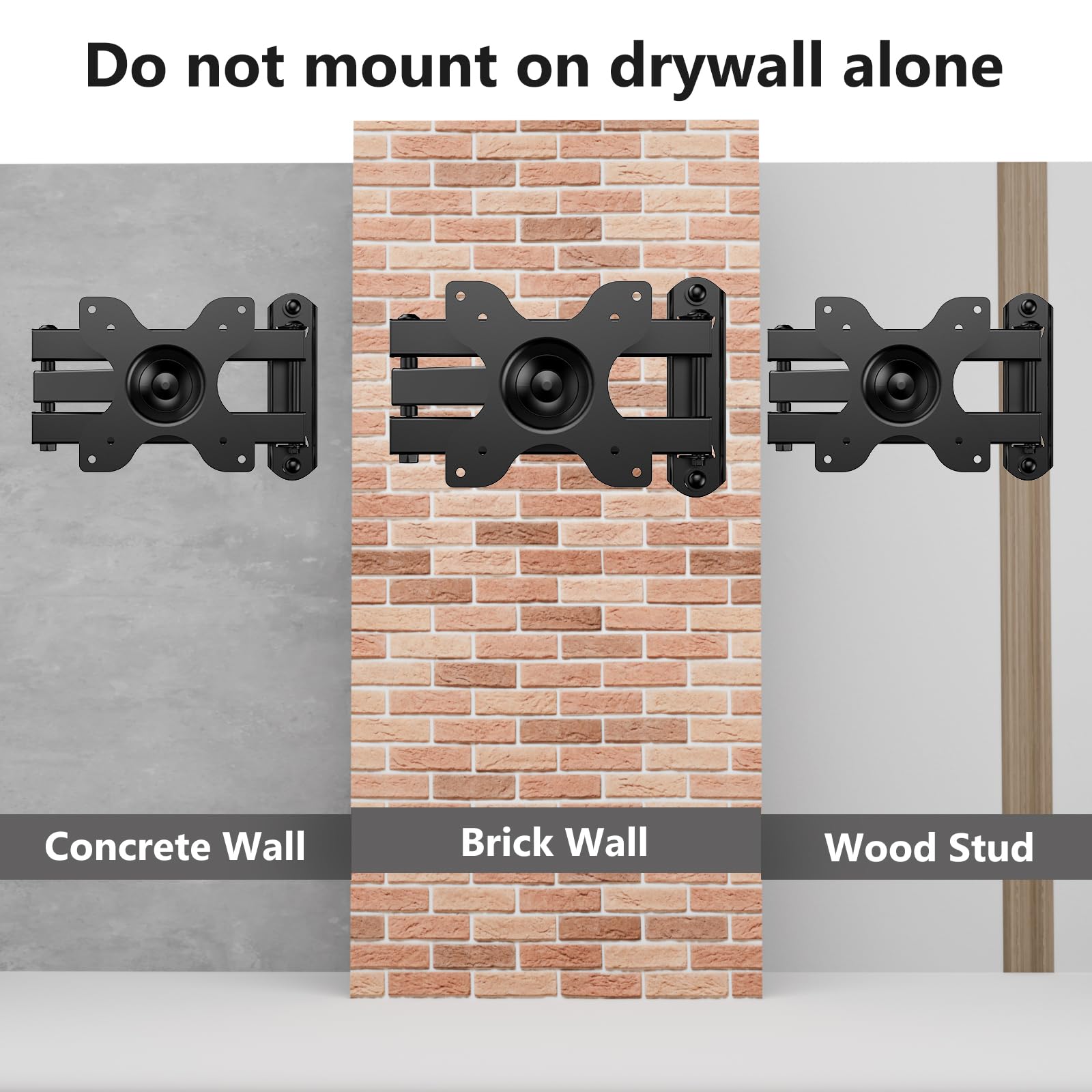 Foto 7 | Soporte De Pared Para Tv Wali Full Motion Con Brazo De Extensión De 15 Pulgadas, Negro - Venta Internacional.