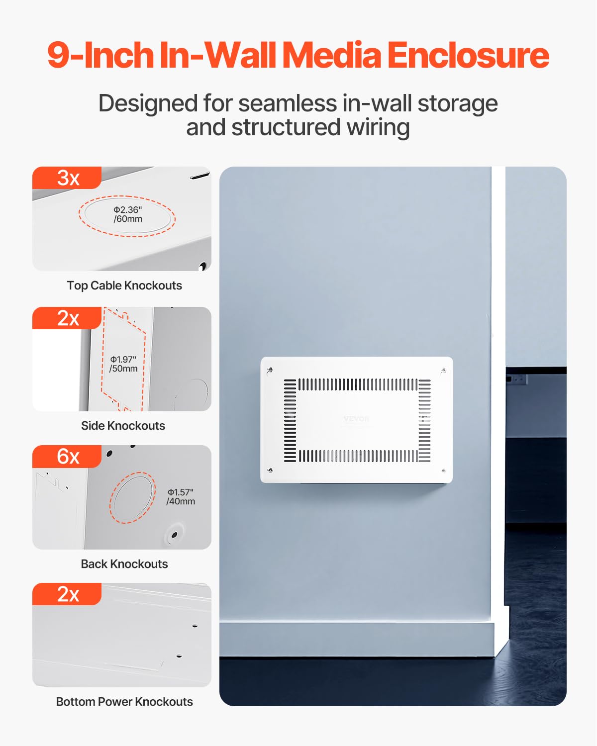 Foto 4 | Caja Multimedia Estructurada Vevor De 9 Pulgadas Empotrada En La Pared - Venta Internacional.
