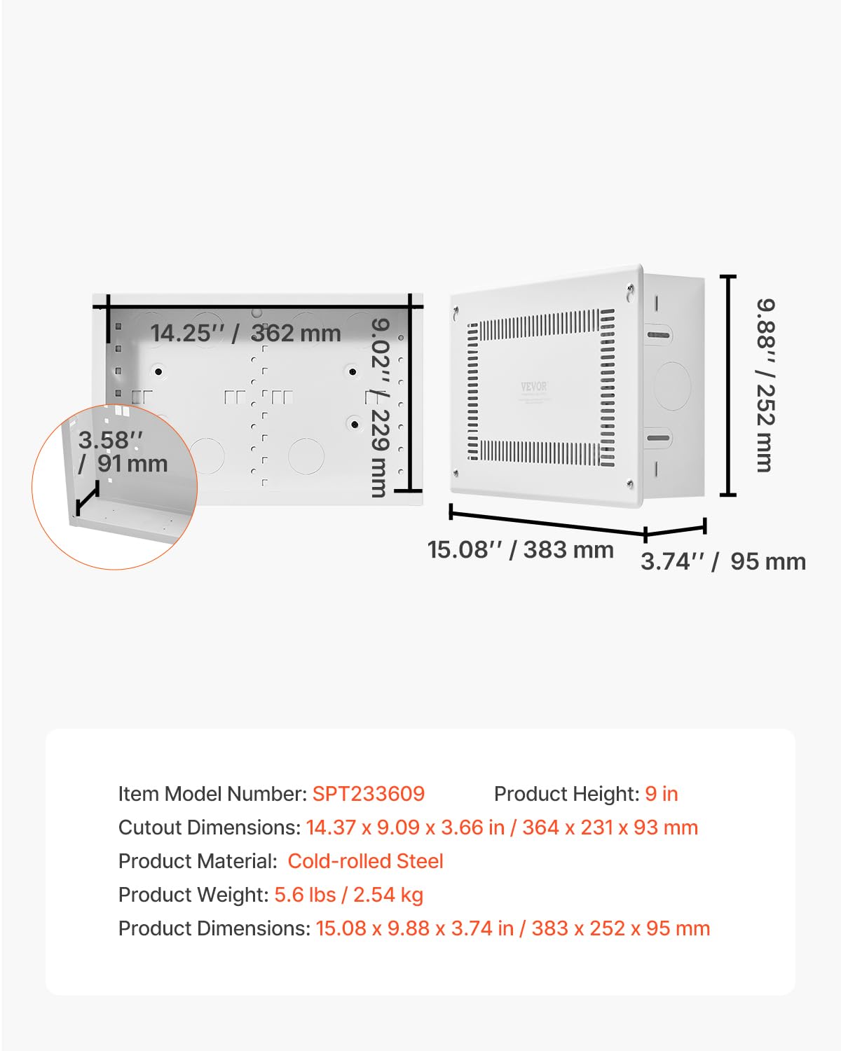 Foto 7 | Caja Multimedia Estructurada Vevor De 9 Pulgadas Empotrada En La Pared - Venta Internacional.