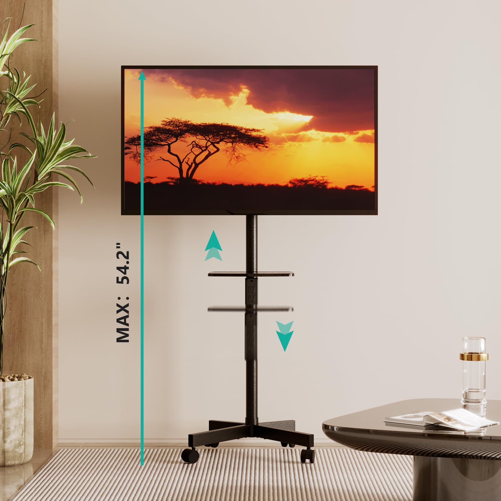 Foto 7 pulgar | Soporte Enrollable Para Tv Wali De 23 A 65 Pulgadas Con Estante Para Portátil, Color Negro - Venta Internacional.