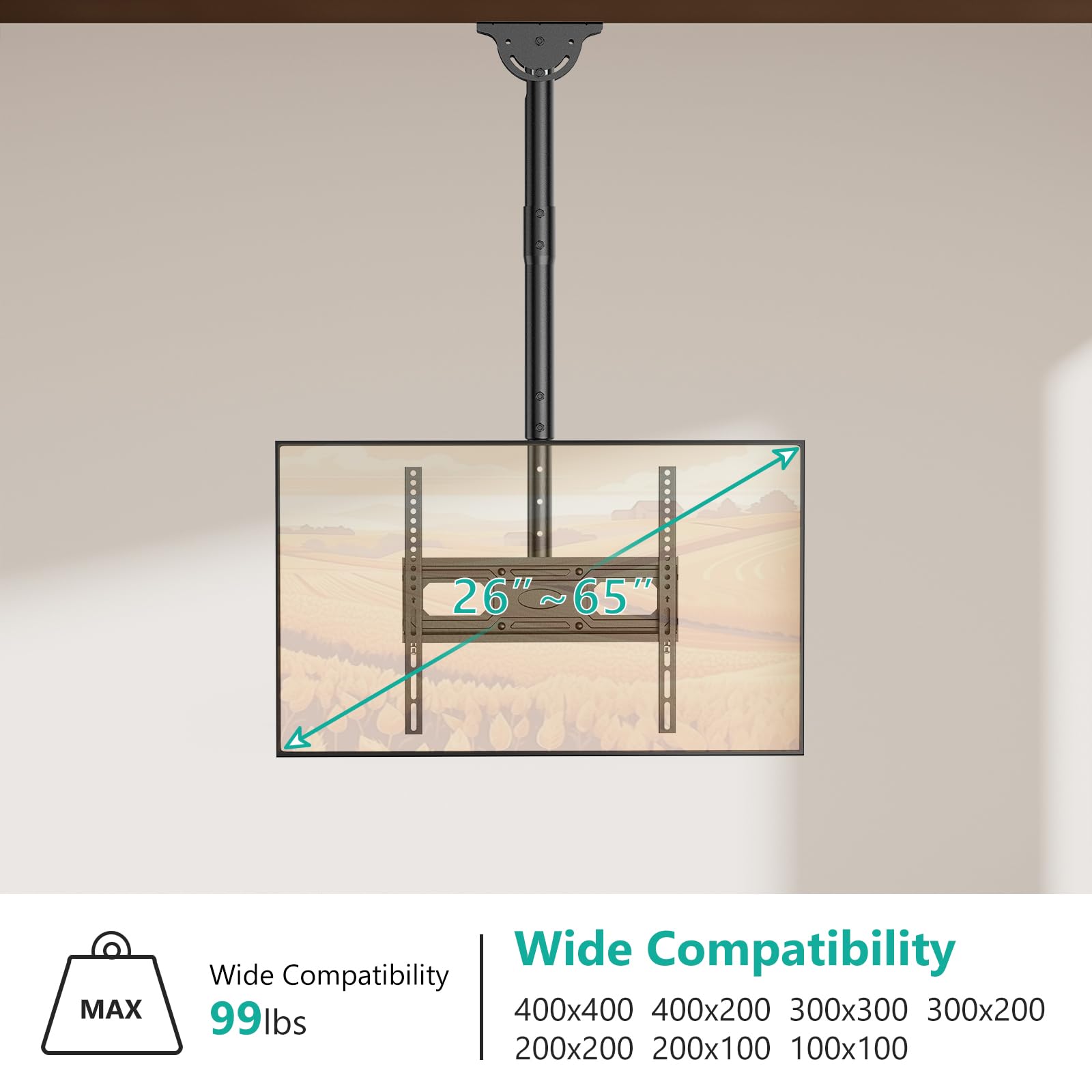 Foto 3 pulgar | Soporte De Techo Para Tv Wali Cm2665xl-p Full Motion 26-65'' - Venta Internacional.