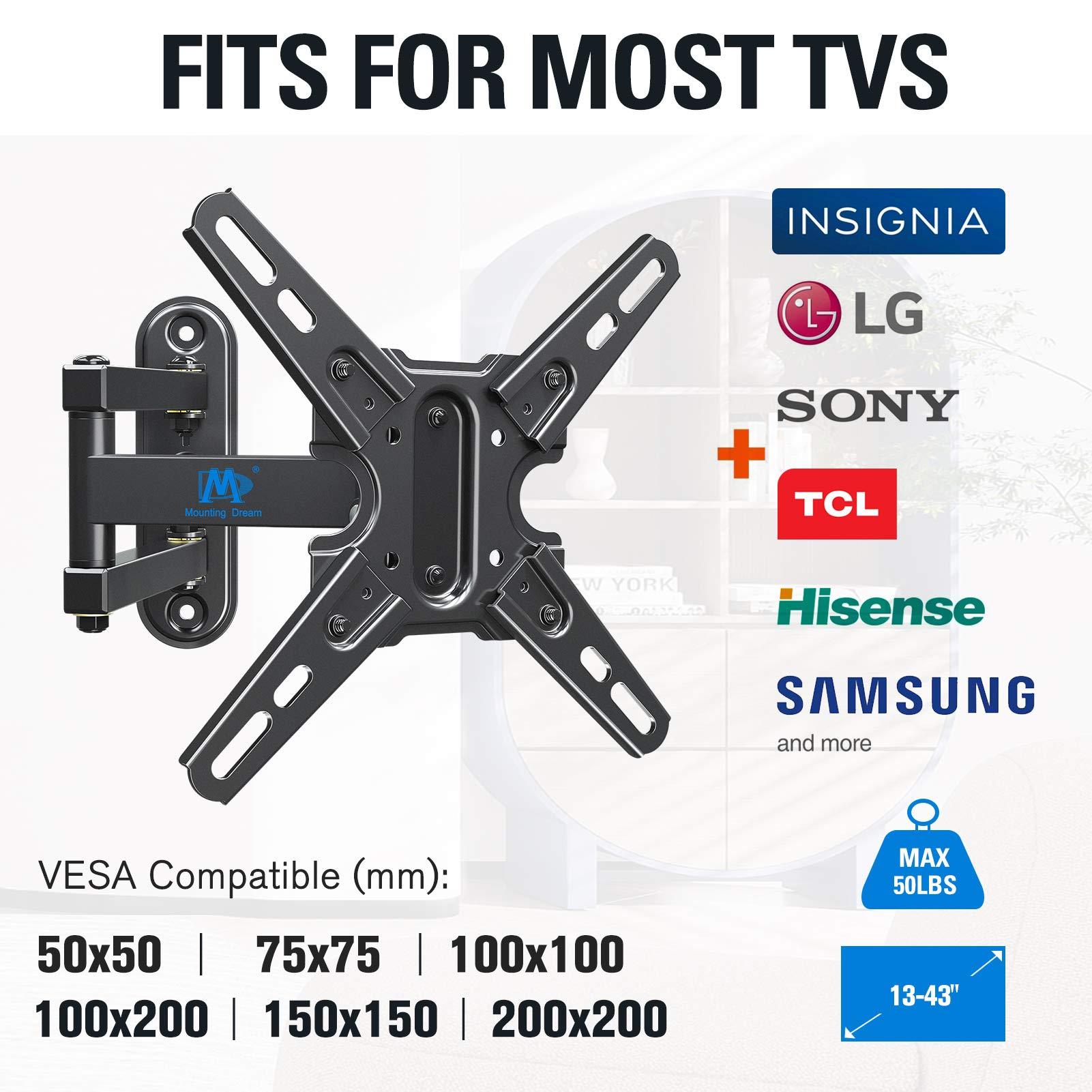 Foto 5 | Soporte Para Tv Dream Md2465 Giratorio E Inclinable De 13 A 42 Pulgadas - Venta Internacional.