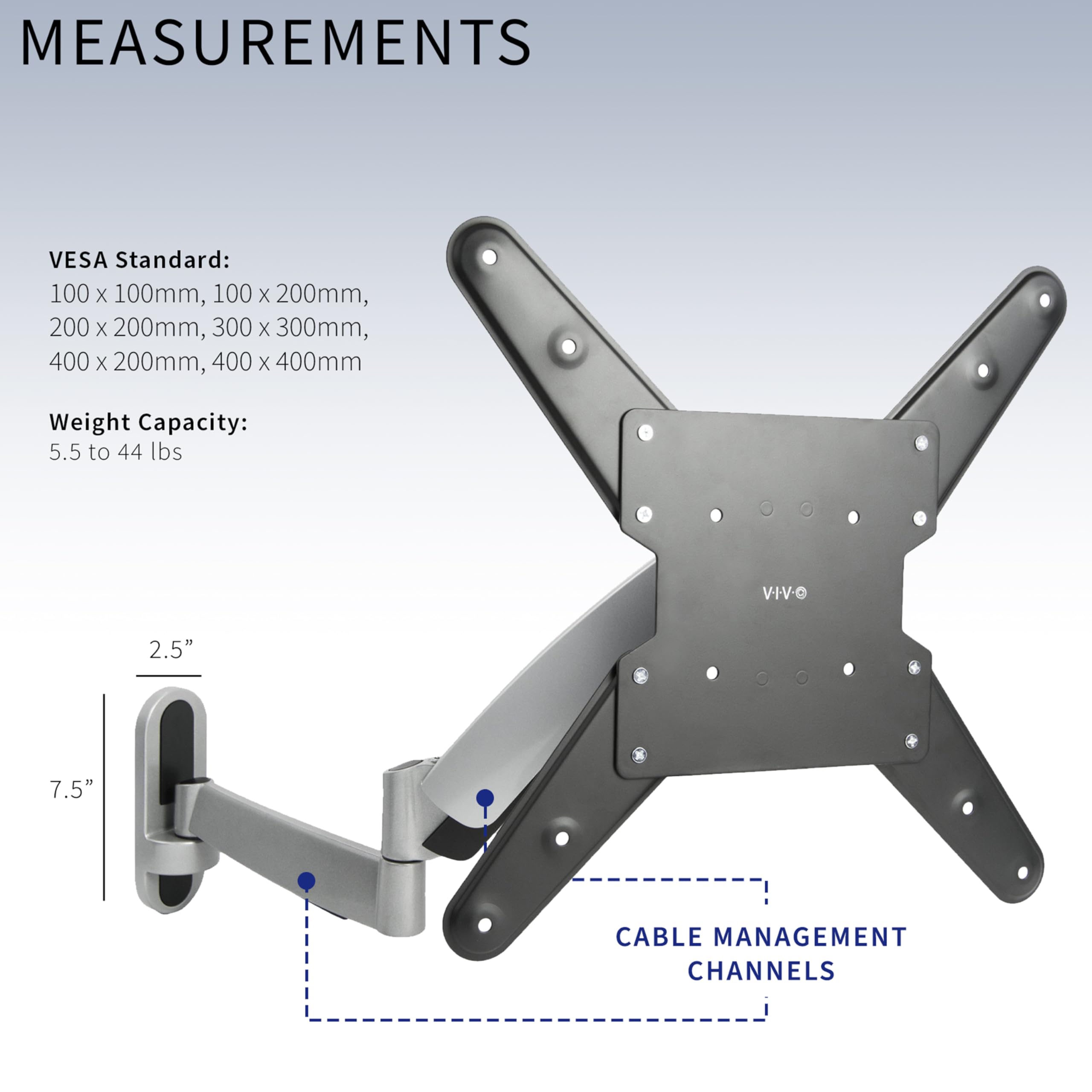 Foto 5 pulgar | Soporte De Pared Para Tv Vivo Mount-vw04g, Contrapeso 26-55 Pulgadas - Venta Internacional.