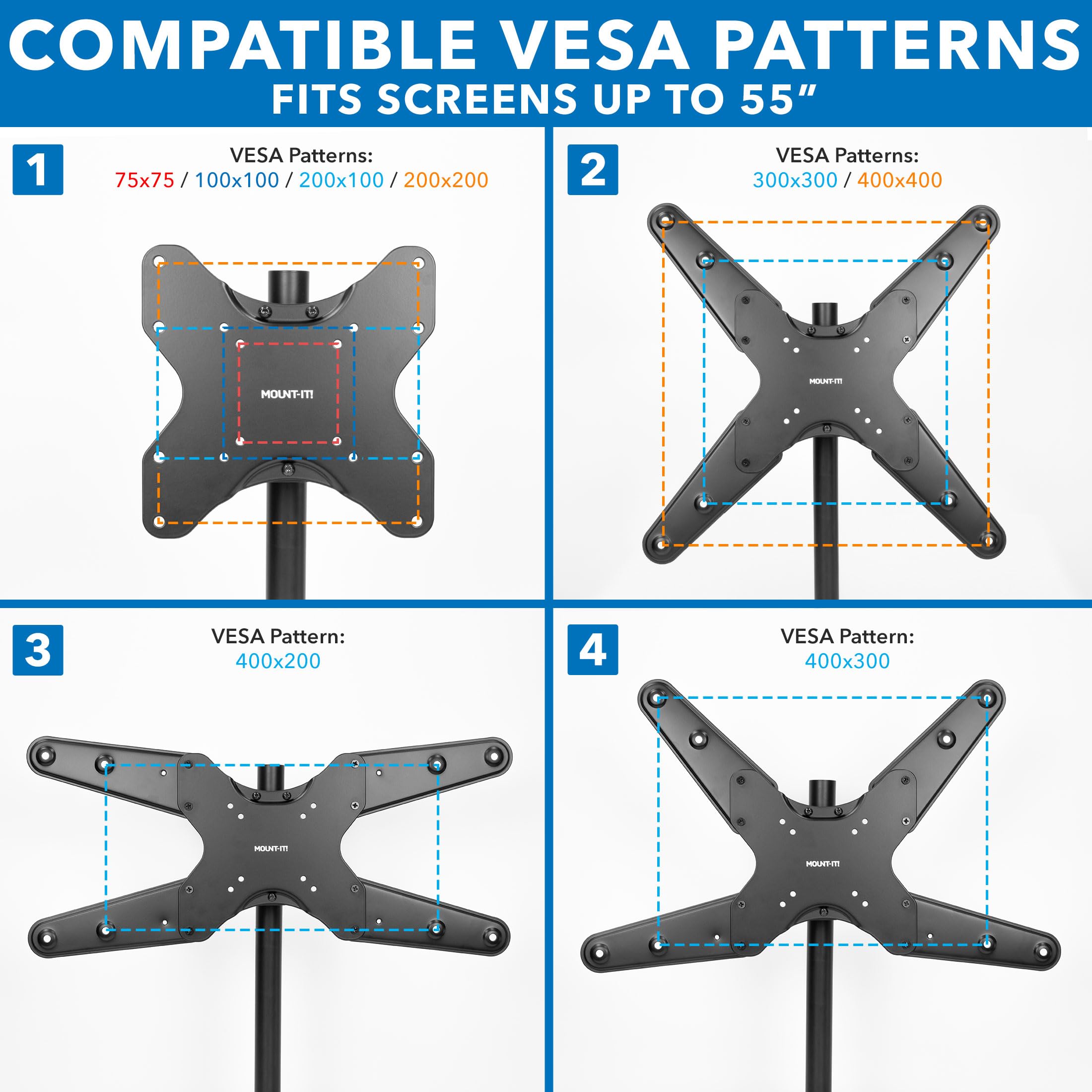 Foto 7 pulgar | Soporte Para Poste De Tv Mount-it! Vesa Universal Full Motion De 32 A 55 Pulgadas - Venta Internacional.