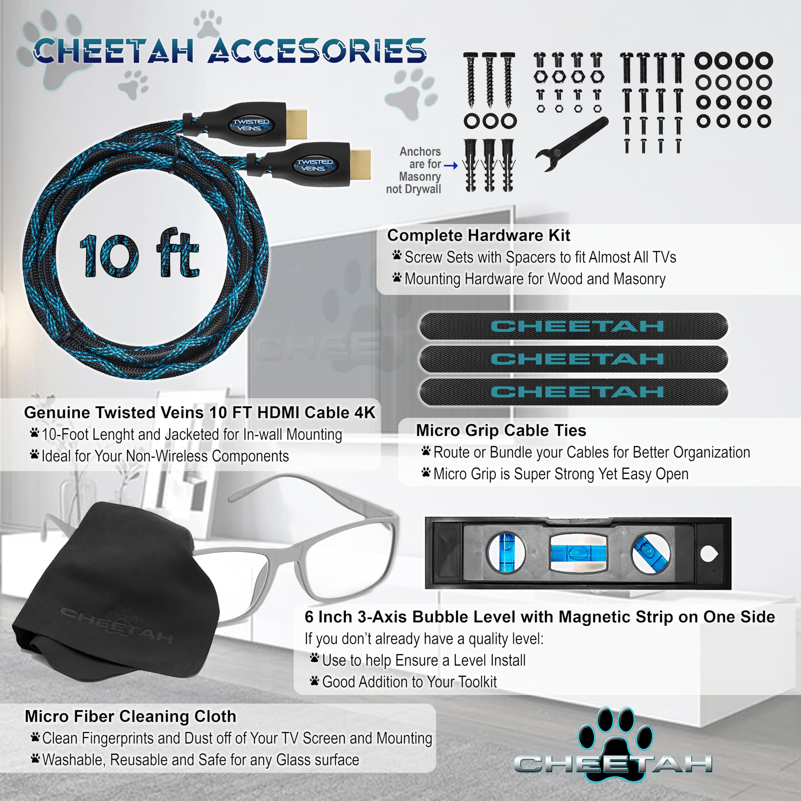 Foto 4 pulgar | Soporte De Pared Cheetah Touch Adjust Para Televisores De 12 A 32 Pulgadas - Venta Internacional.