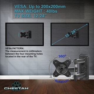 Foto 4 | Soporte De Pared Cheetah Touch Adjust Para Televisores De 12 A 32 Pulgadas - Venta Internacional.