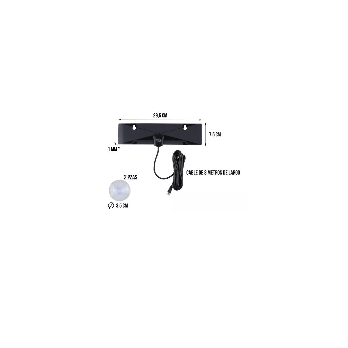 Foto 3 pulgar | Antena para Tv Digital Interior Hdtv 4k 1080p Eo Safe Imports Esi-16048 Negro