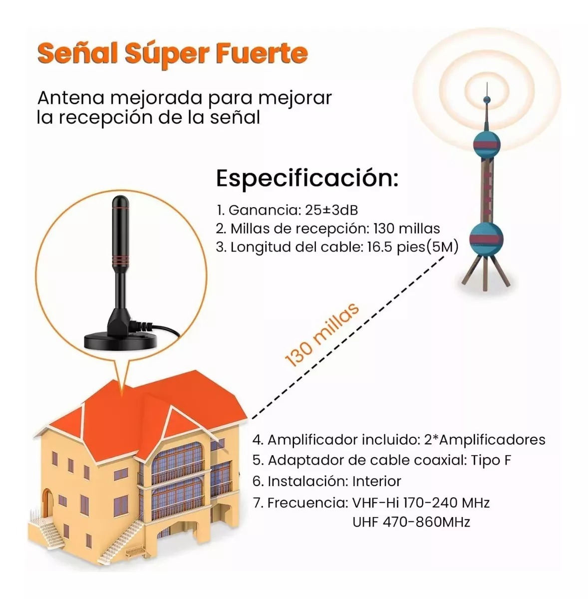 Foto 6 pulgar | Antena Receptora Digital Para Tv Hd