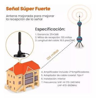 Foto 5 | Antena Receptora Digital Para Tv Hd