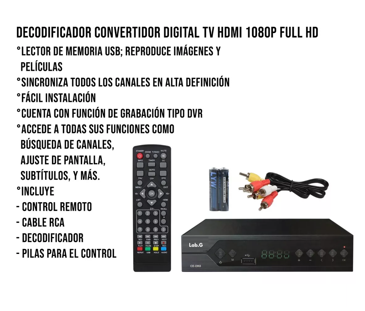 Foto 2 | Decodificador De Tv Digital Análoga Con Salida Hdmi Negro