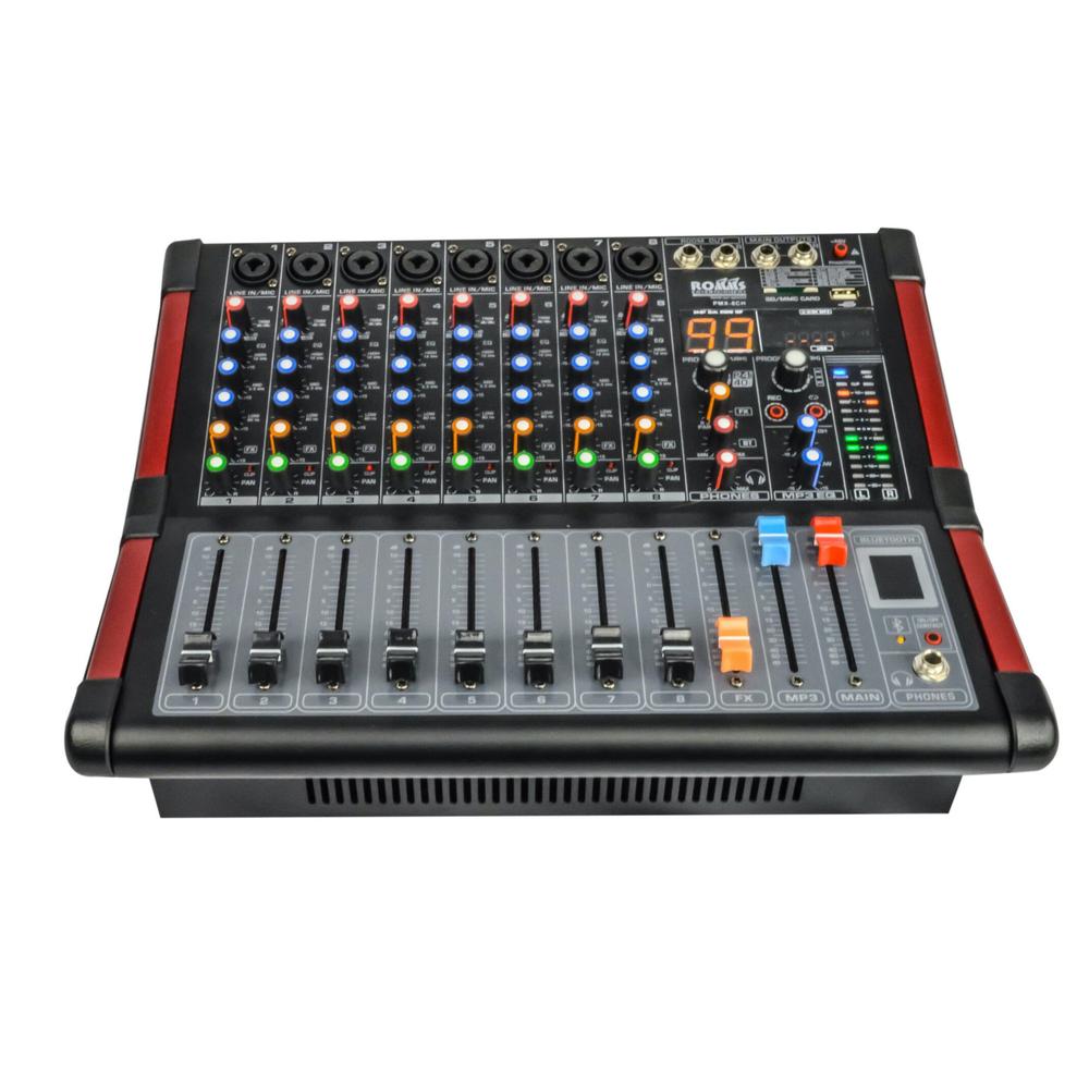 Foto 2 | Mezcladora Amplificada Romms CHPMX-8CH Negra 8 Canales DSP USB Bluetooth 250w RMS