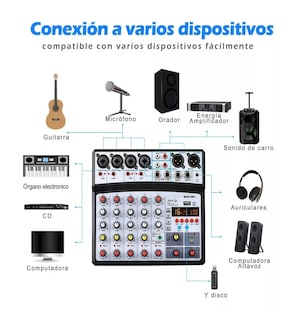Foto 2 | Mezclador De Dj 06f De 6 Canales Usb /bluetooth/48 V/d Blanco