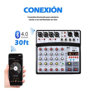 Foto 3 | Mezclador De Dj 06f De 6 Canales Usb /bluetooth/48 V/d Blanco