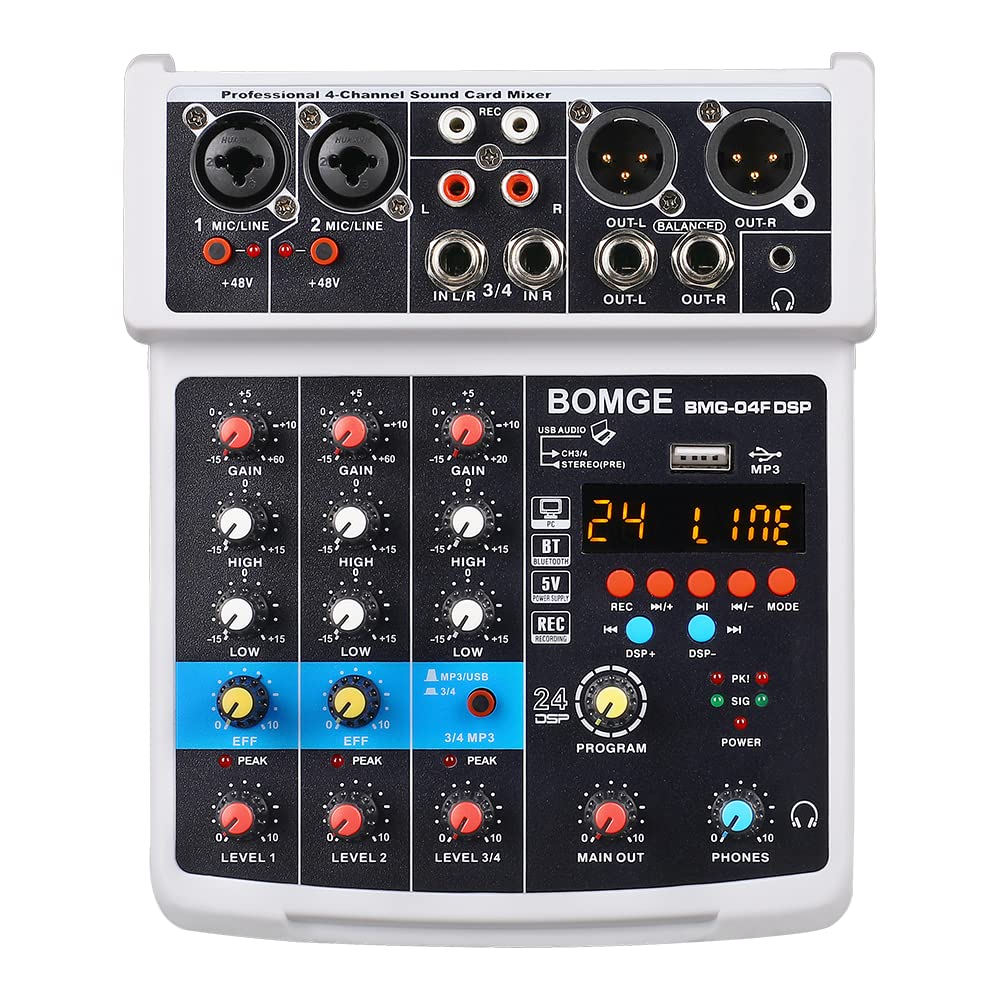 Interfaz De Mezclador De Sonido Para Dj Bomge De 4 Canales Con Mp3 Usb Bluetooth - Venta Internacional.