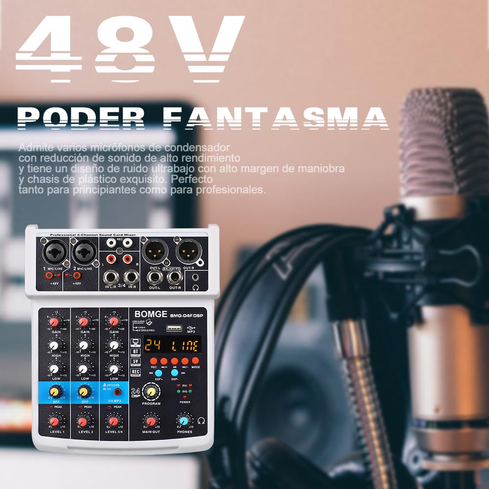 Foto 3 | Interfaz De Mezclador De Sonido Para Dj Bomge De 4 Canales Con Mp3 Usb Bluetooth - Venta Internacional.