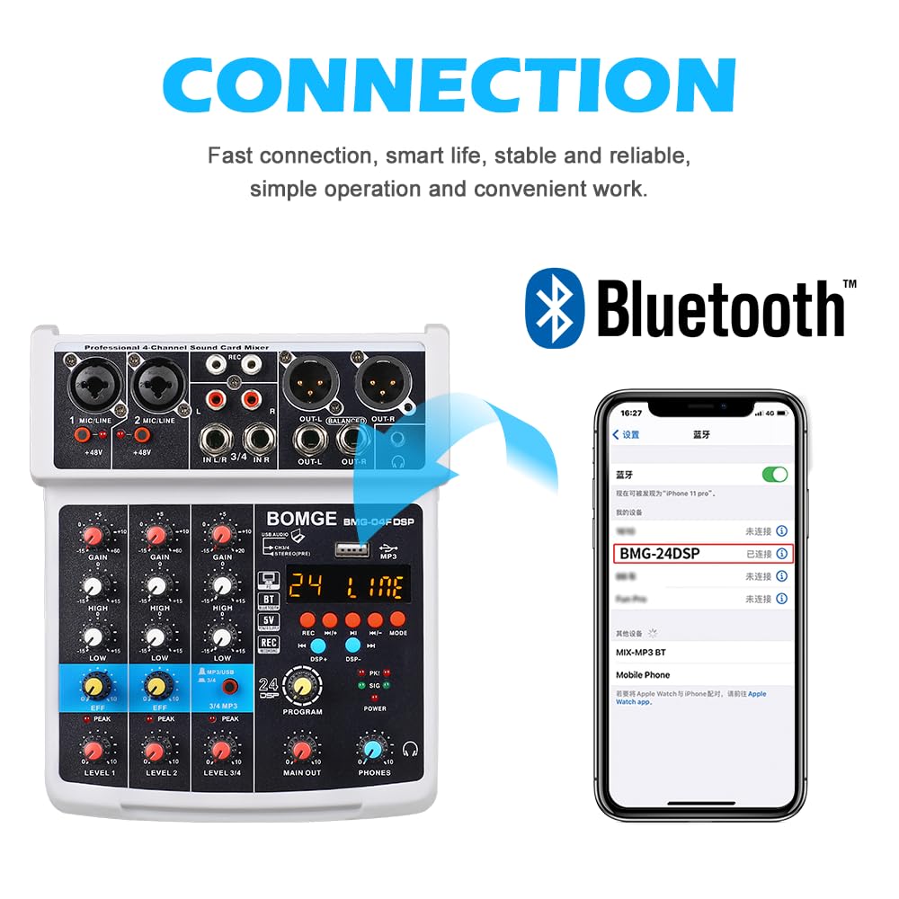 Foto 5 pulgar | Interfaz De Mezclador De Sonido Para Dj Bomge De 4 Canales Con Mp3 Usb Bluetooth - Venta Internacional.