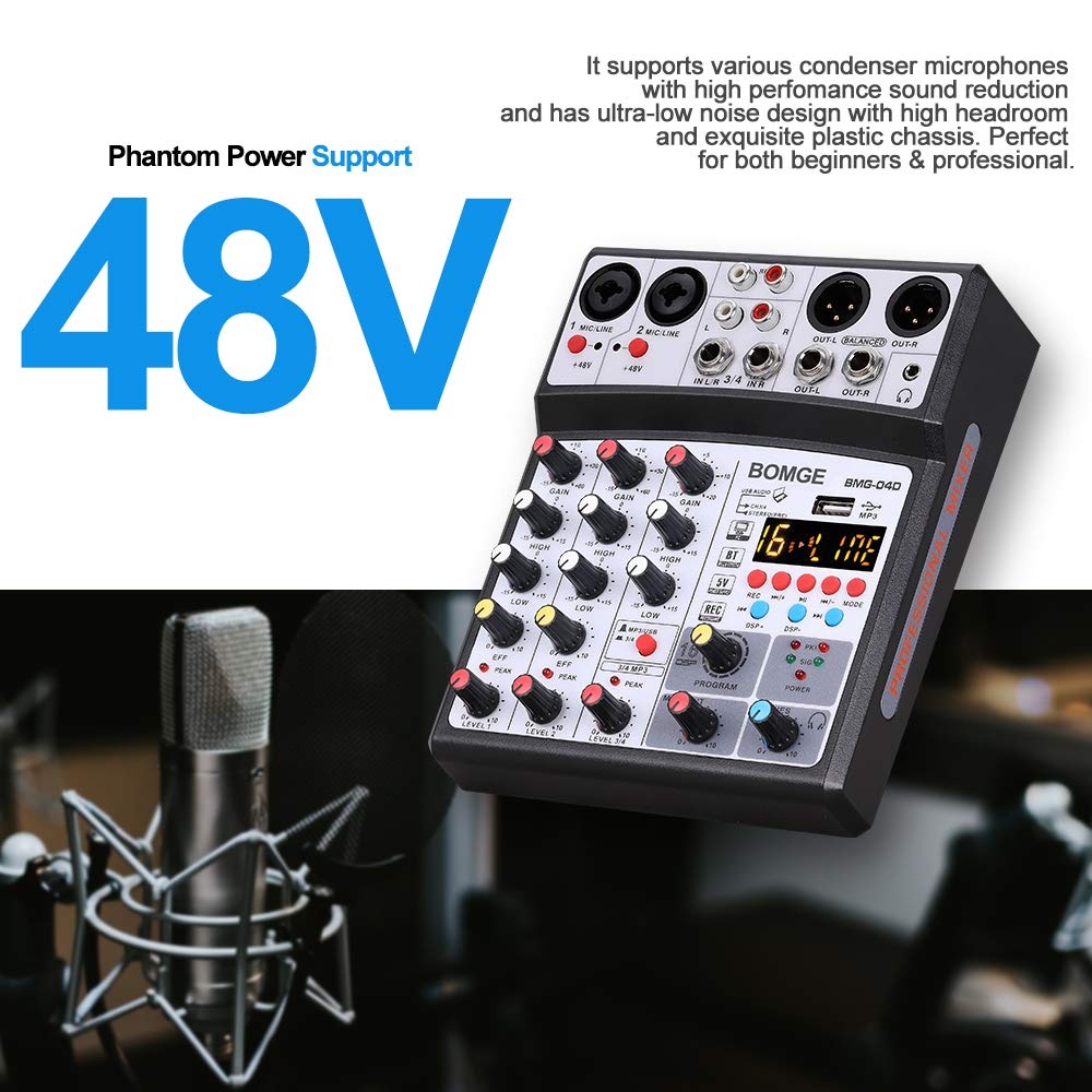 Foto 2 | Mezclador De Sonido Para Dj Bomge 04d Portátil Bluetooth 4 Canales Usb - Venta Internacional.