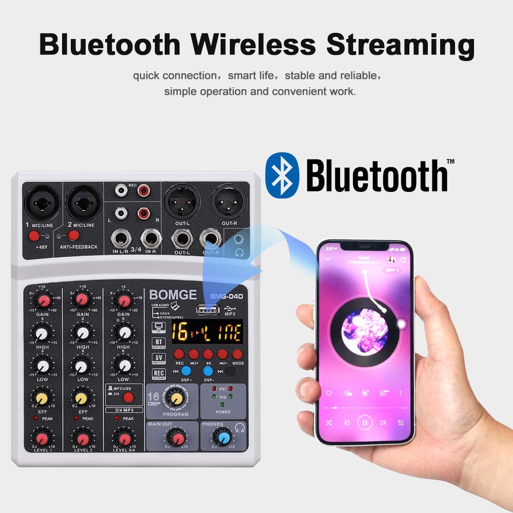 Foto 4 pulgar | Mezclador De Sonido Para Dj Bomge 04d Portátil Bluetooth 4 Canales Usb - Venta Internacional.