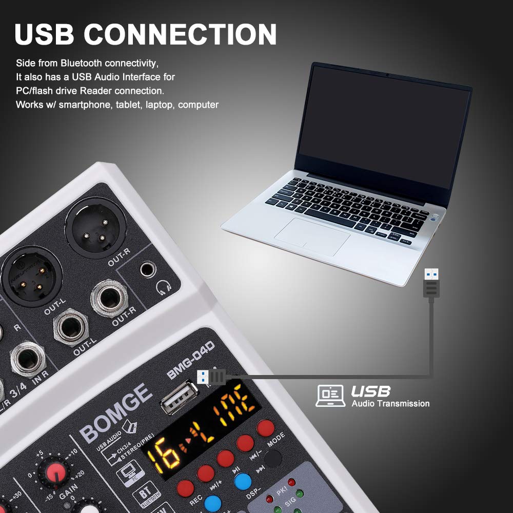 Foto 7 pulgar | Mezclador De Sonido Para Dj Bomge 04d Portátil Bluetooth 4 Canales Usb - Venta Internacional.