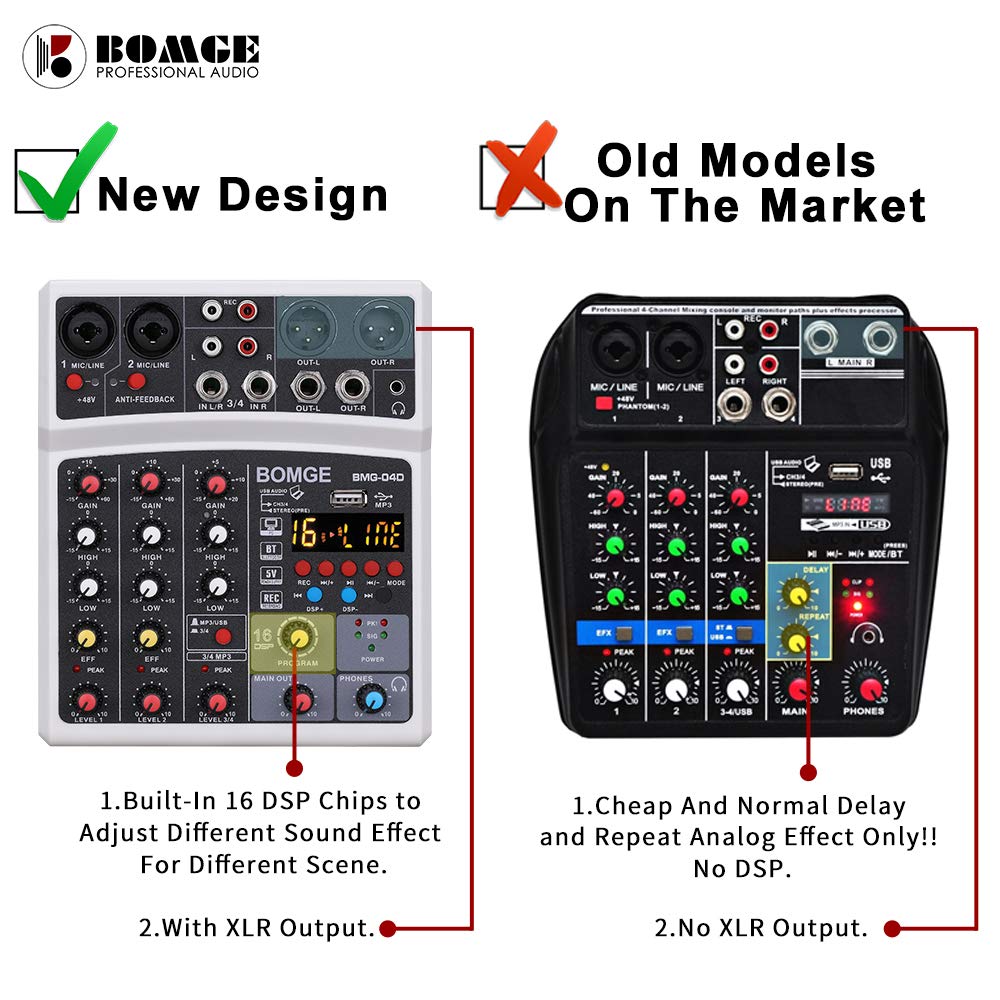 Foto 8 pulgar | Mezclador De Sonido Para Dj Bomge 04d Portátil Bluetooth 4 Canales Usb - Venta Internacional.