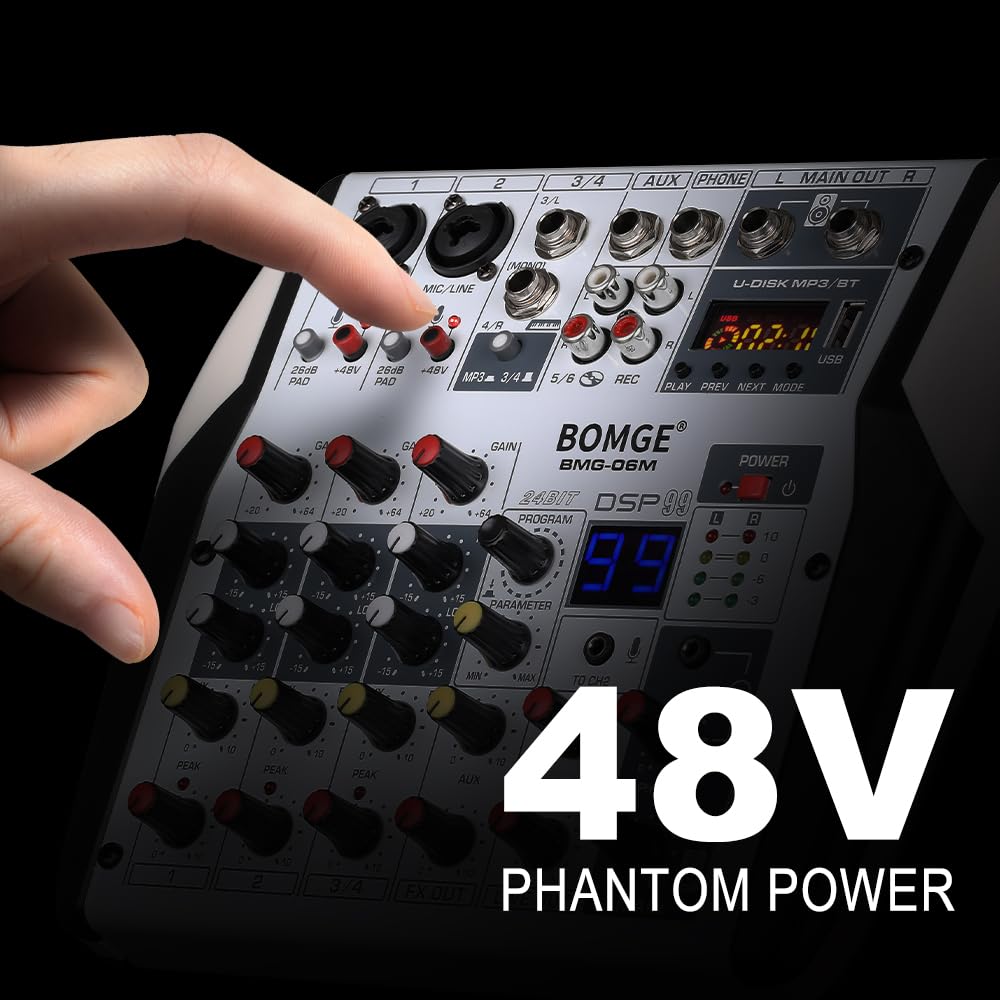 Foto 6 pulgar | Controlador Mezclador De Audio Para Dj Bomge 06m Bluetooth De 6 Canales - Venta Internacional.