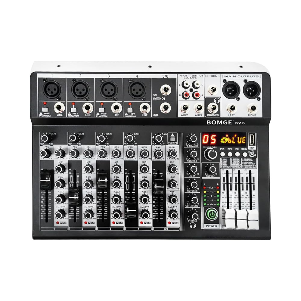 Controlador Mezclador De Audio Para Dj Bomge De 6 Canales Con Bluetooth +48 V - Venta Internacional.