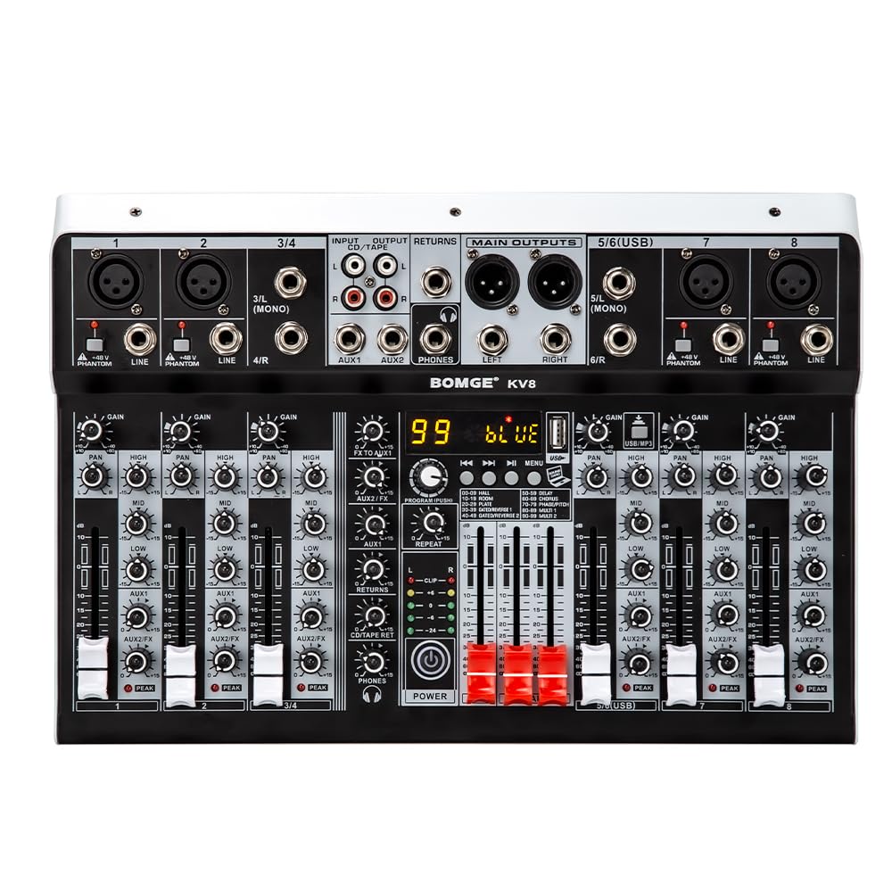 Controlador Mezclador De Audio Para Dj Bomge De 8 Canales Con Bluetooth +48v - Venta Internacional.