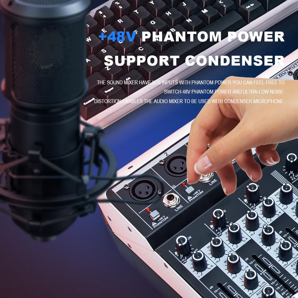Foto 5 | Controlador Mezclador De Audio Para Dj Bomge De 8 Canales Con Bluetooth +48v - Venta Internacional.